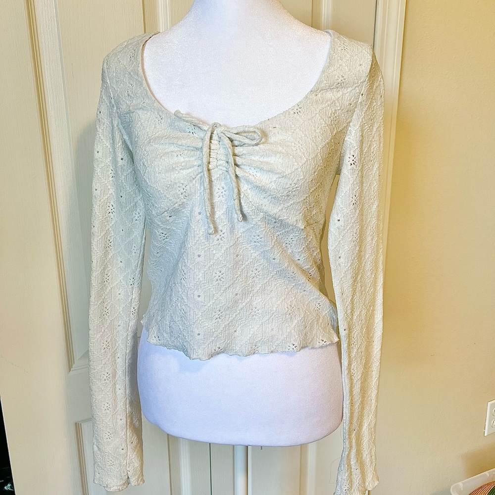 Cotton On Cream Lace Tie-Front Blouse